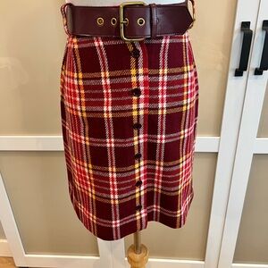 RARE Vintage BOBBIE BROOKS Belted Plaid Skirt